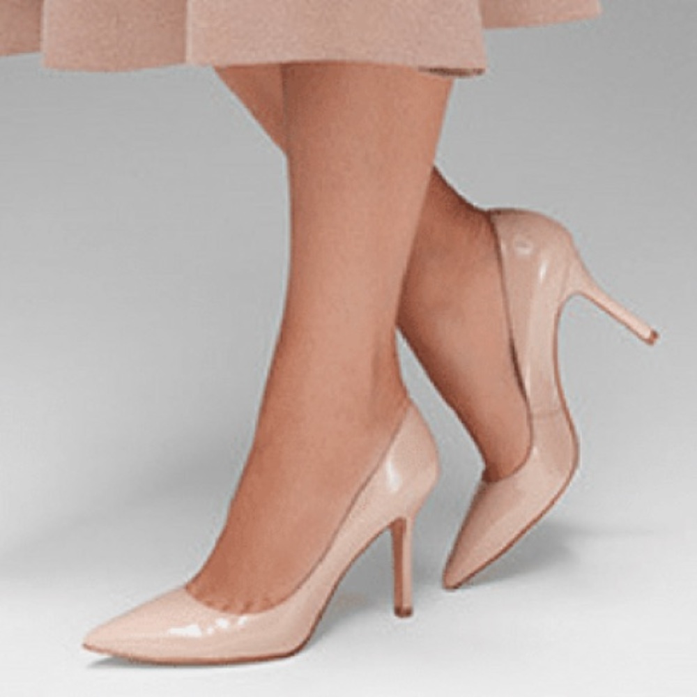 Nude patent leather Nine West heels Sz 10